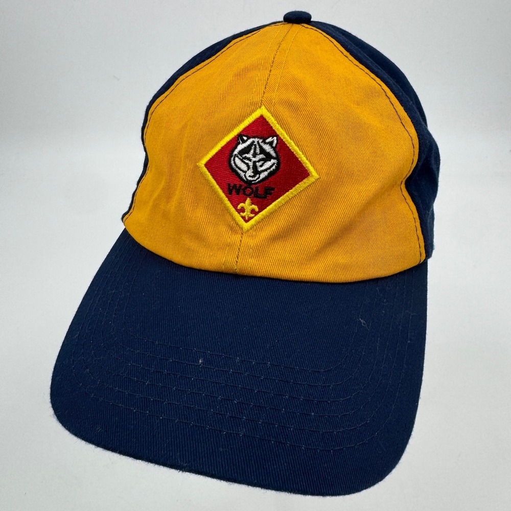 Boy Scouts of America Wolf Cub Scout Hat Youth S/M Navy‎ Gold Twill Cap 85392